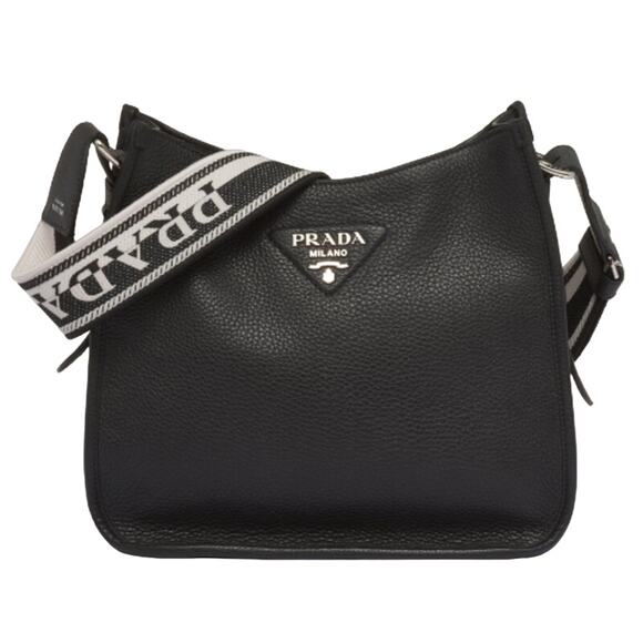 $3200 PRADA BLACK LEATHER HOBO SHOULDER BAG PURSE AUTH! Used once - Picture 1 of 16